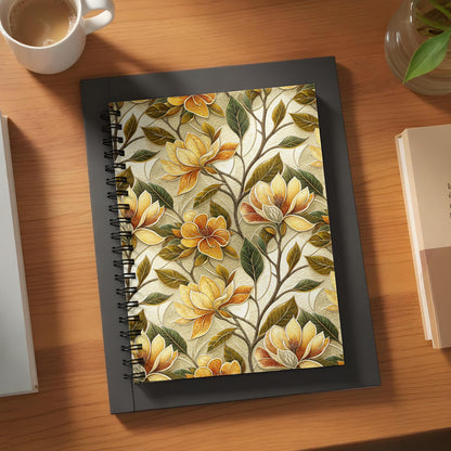 Elegant Yellow Floral Spiral Bound Notebook