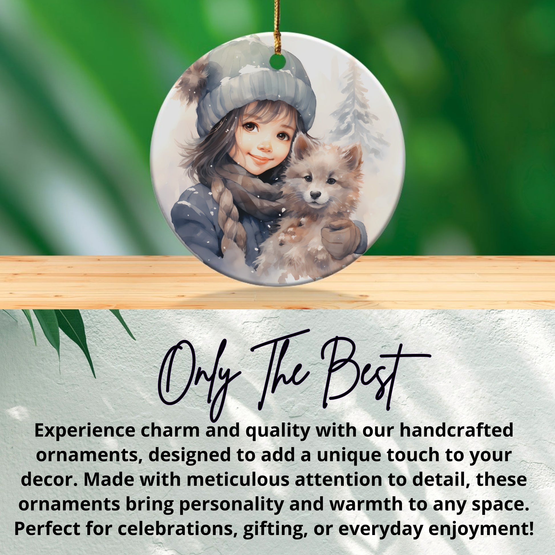 Handcrafted Ornament Girl with Pet on Ornament product
