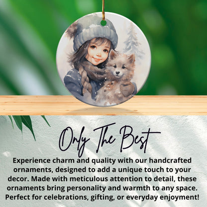 Handcrafted Ornament Girl with Pet on Ornament product