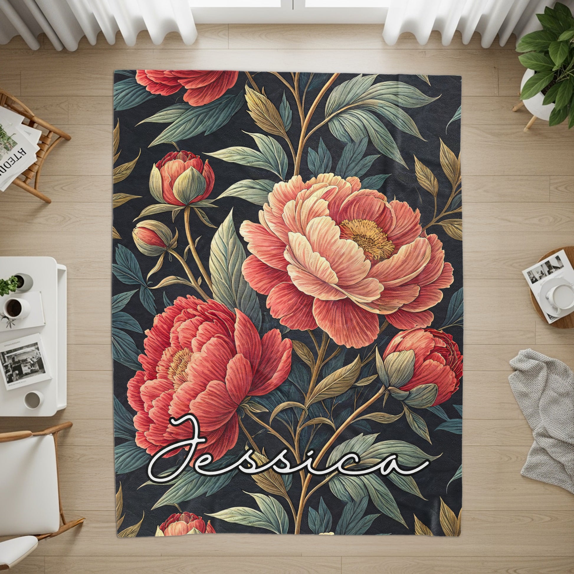 Custom Name Beautiful Flowers With Dark Background - Walk Greener