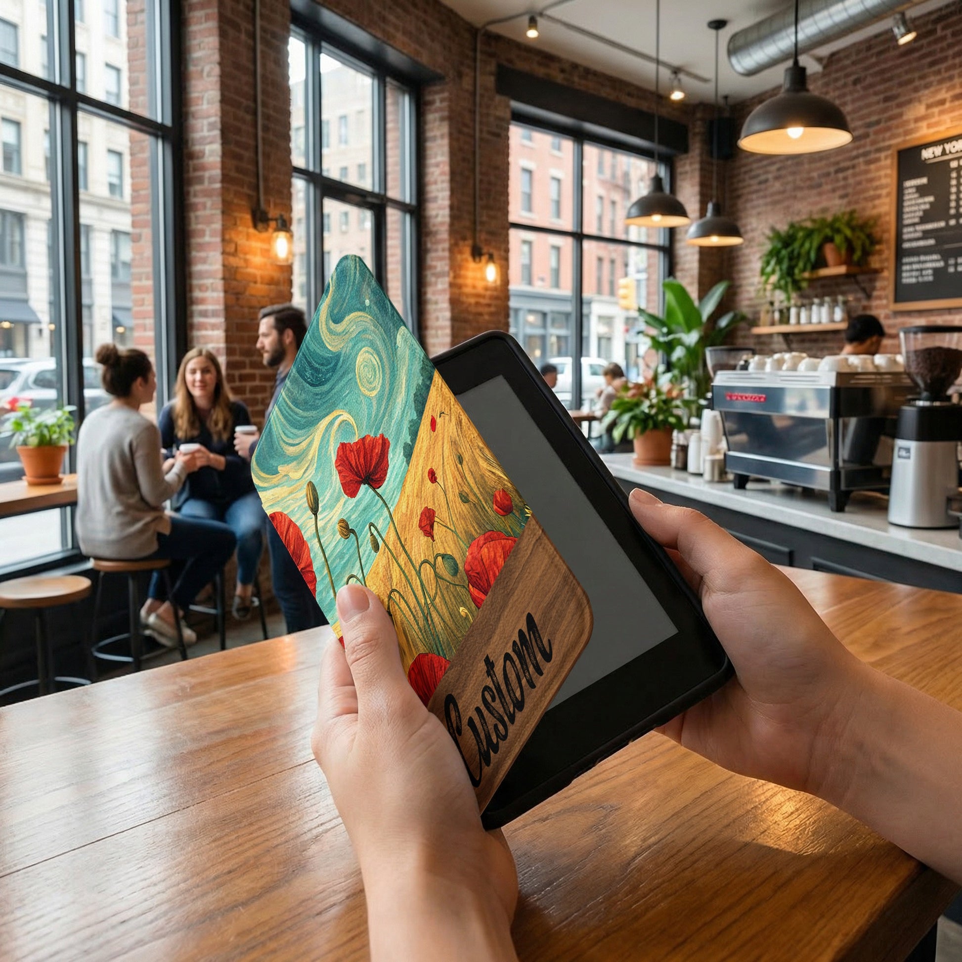 Custom Artistic Poppy Design Tablet Cover for Stylish Protection