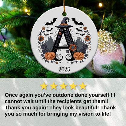 Personalized Halloween Letter Round Ornament product type