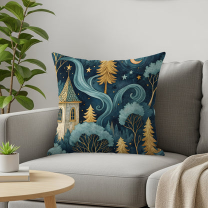 Enchanting Night Forest Decorative Throw Pillow Cover