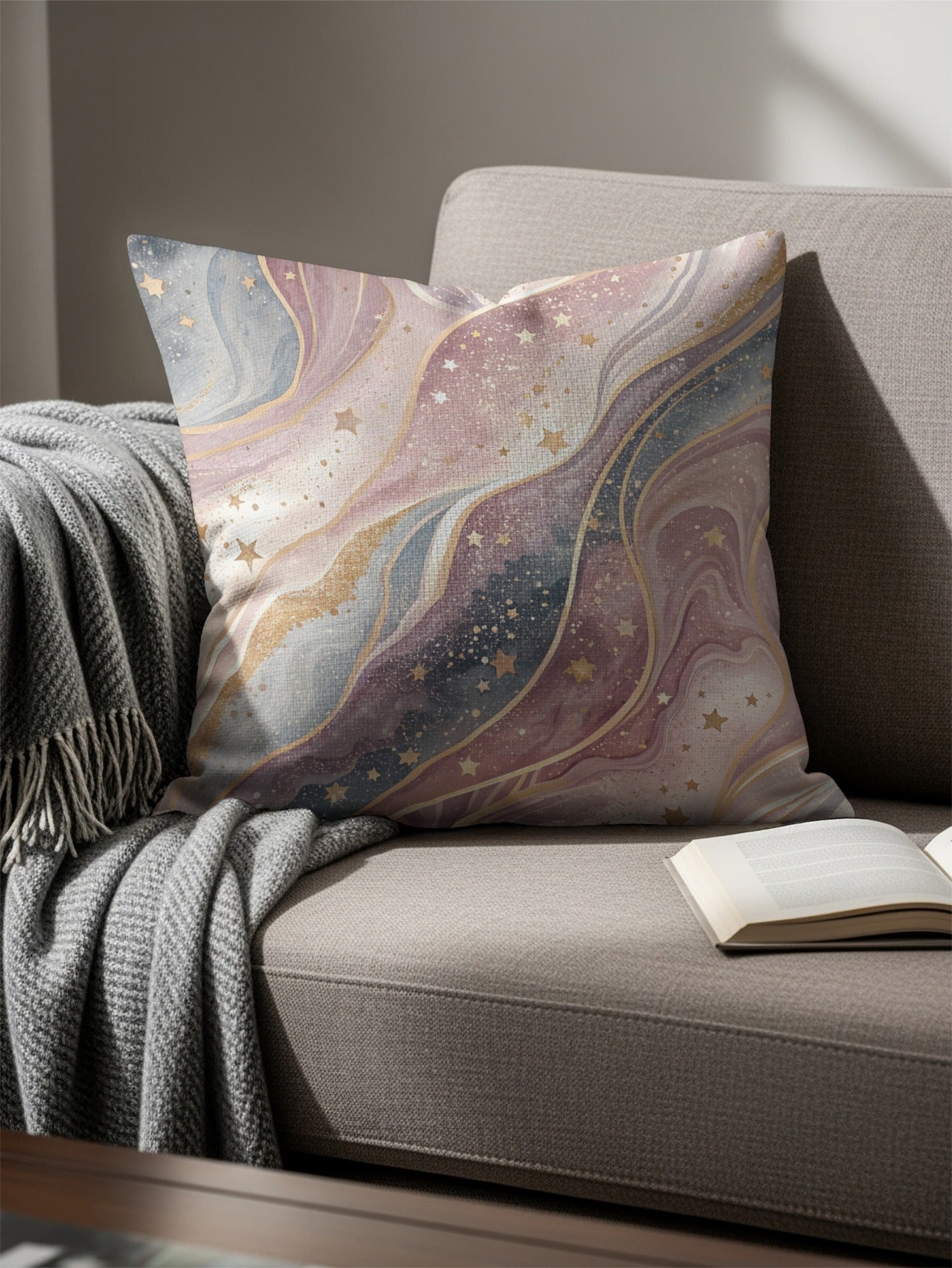 Colorful Cosmic Stars and Swirls Decorative Pillow