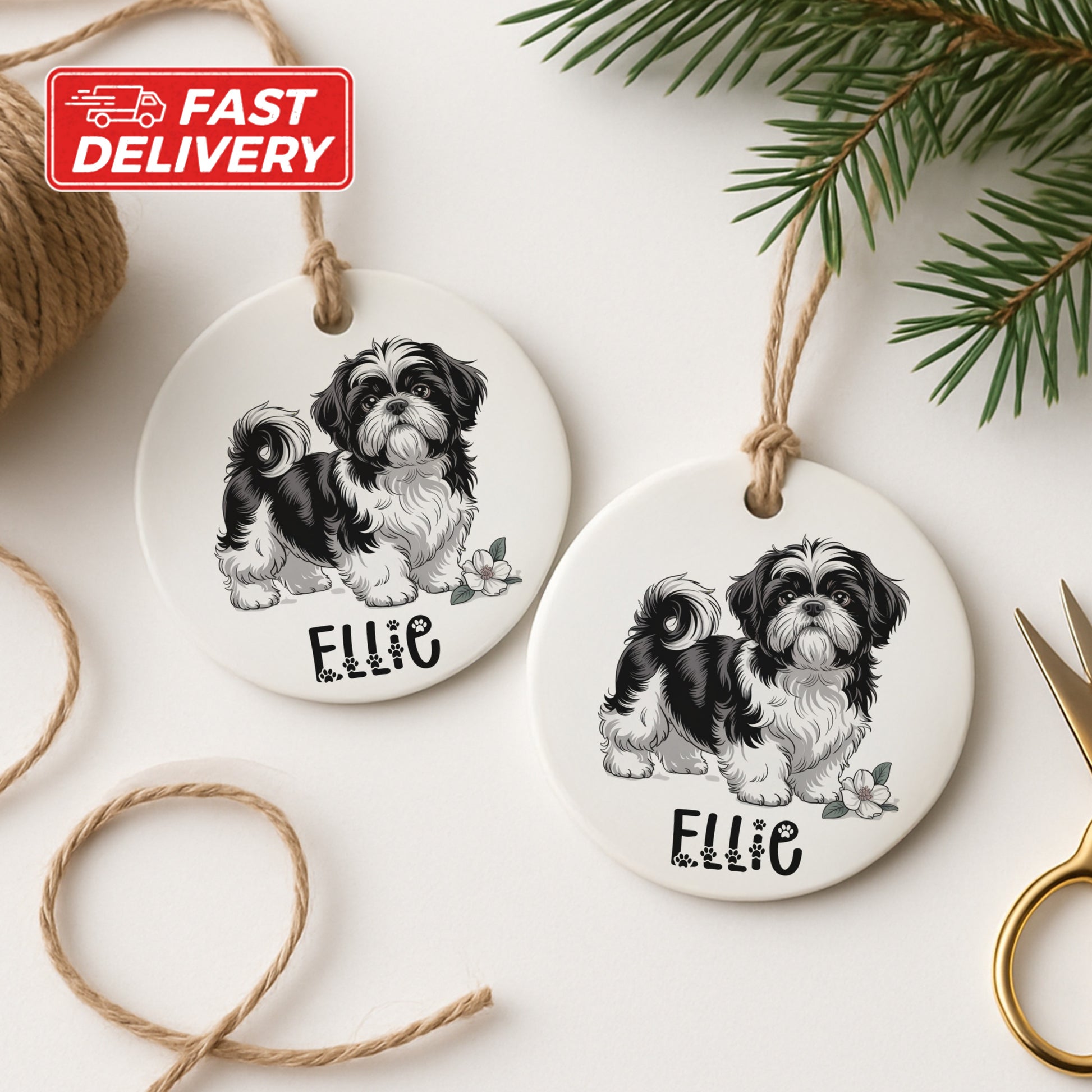 Personalized Pet Illustration Christmas Ornament product