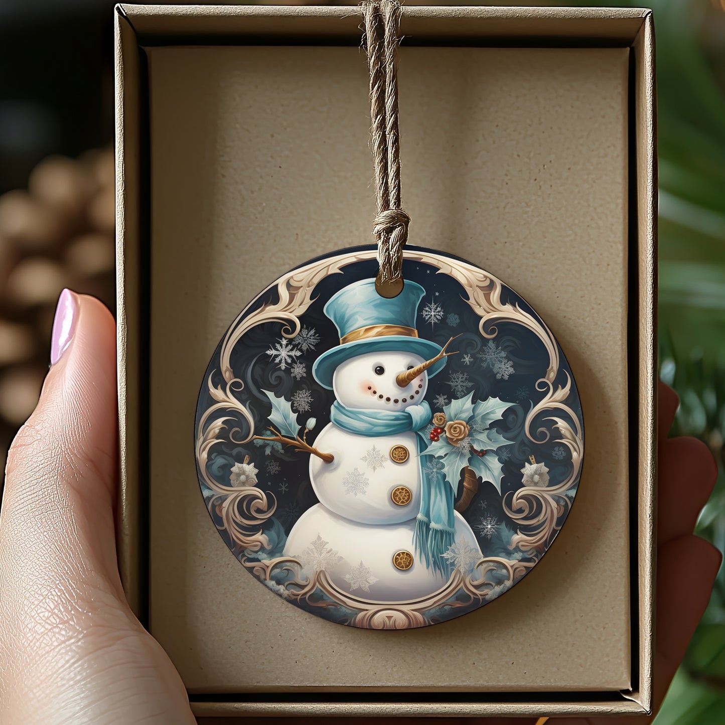 Vintage Snowman with Top Hat Christmas Ornament product