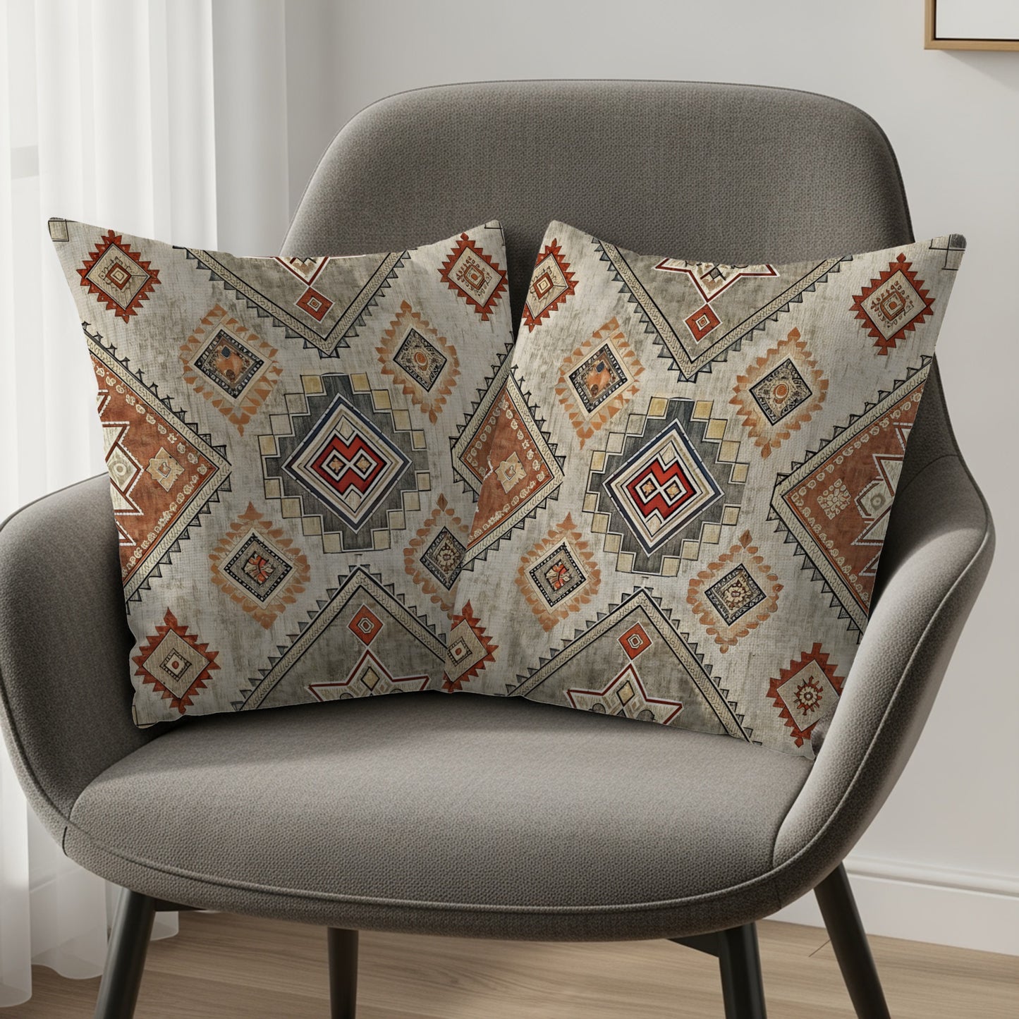Geometric Symmetry Tribal Inspired Design Pillows & Pillow Cases - Walk Greener