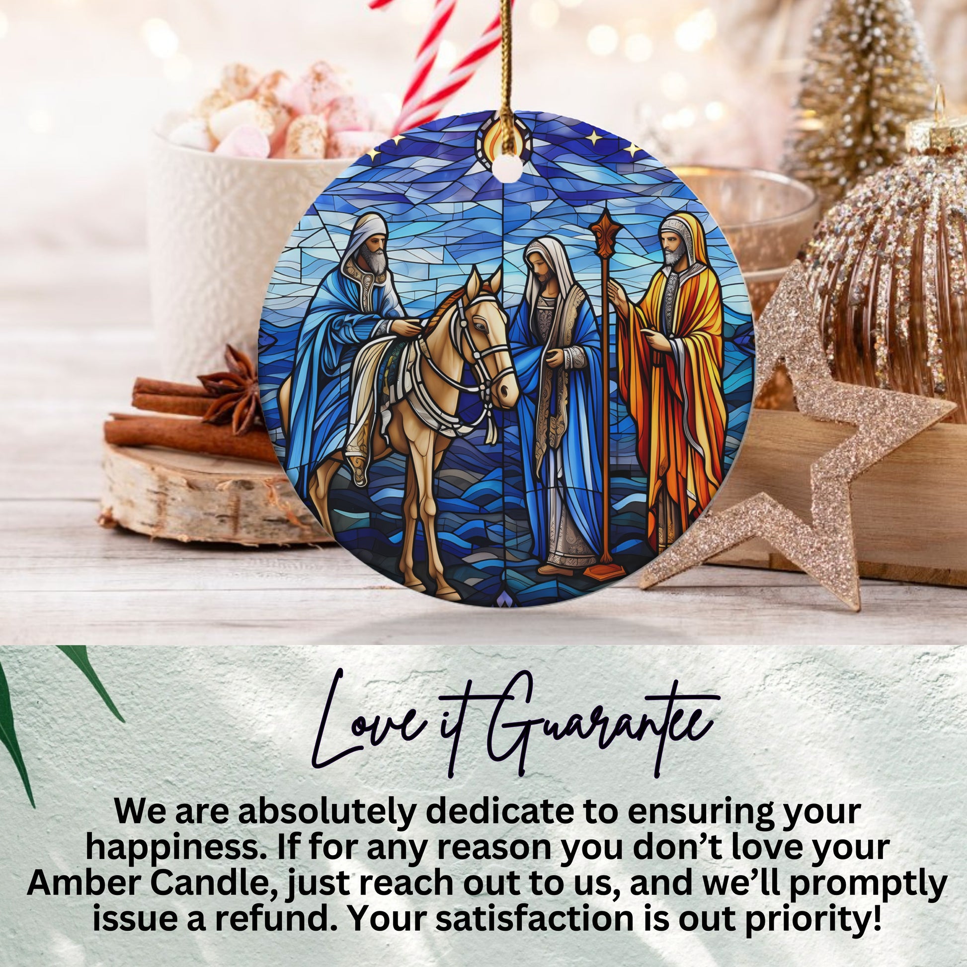 Nativity Scene Stained Glass Ornament product type