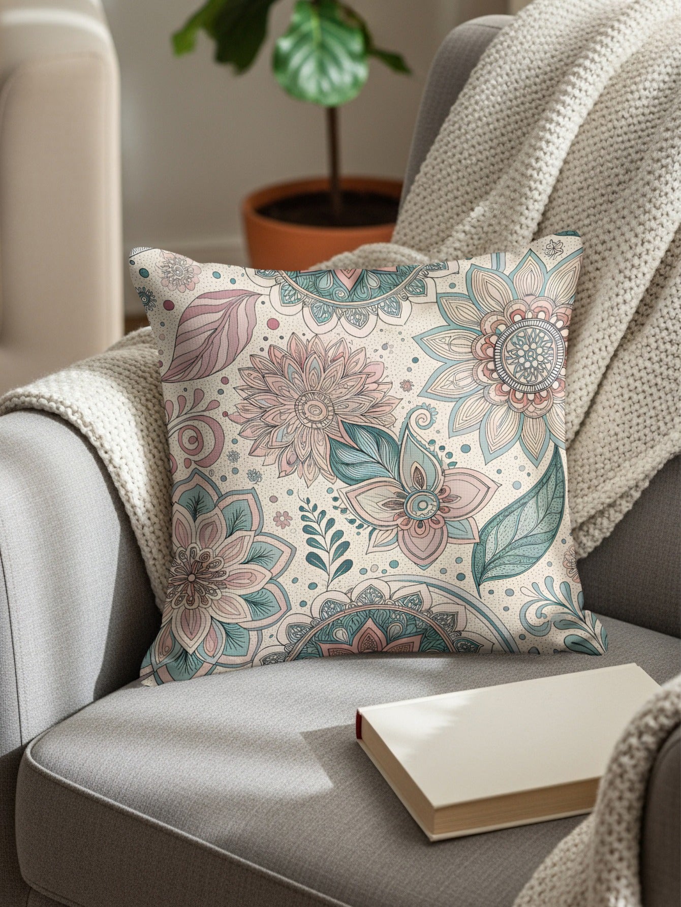 Floral Pattern Decorative Throw Pillow for Home Decor