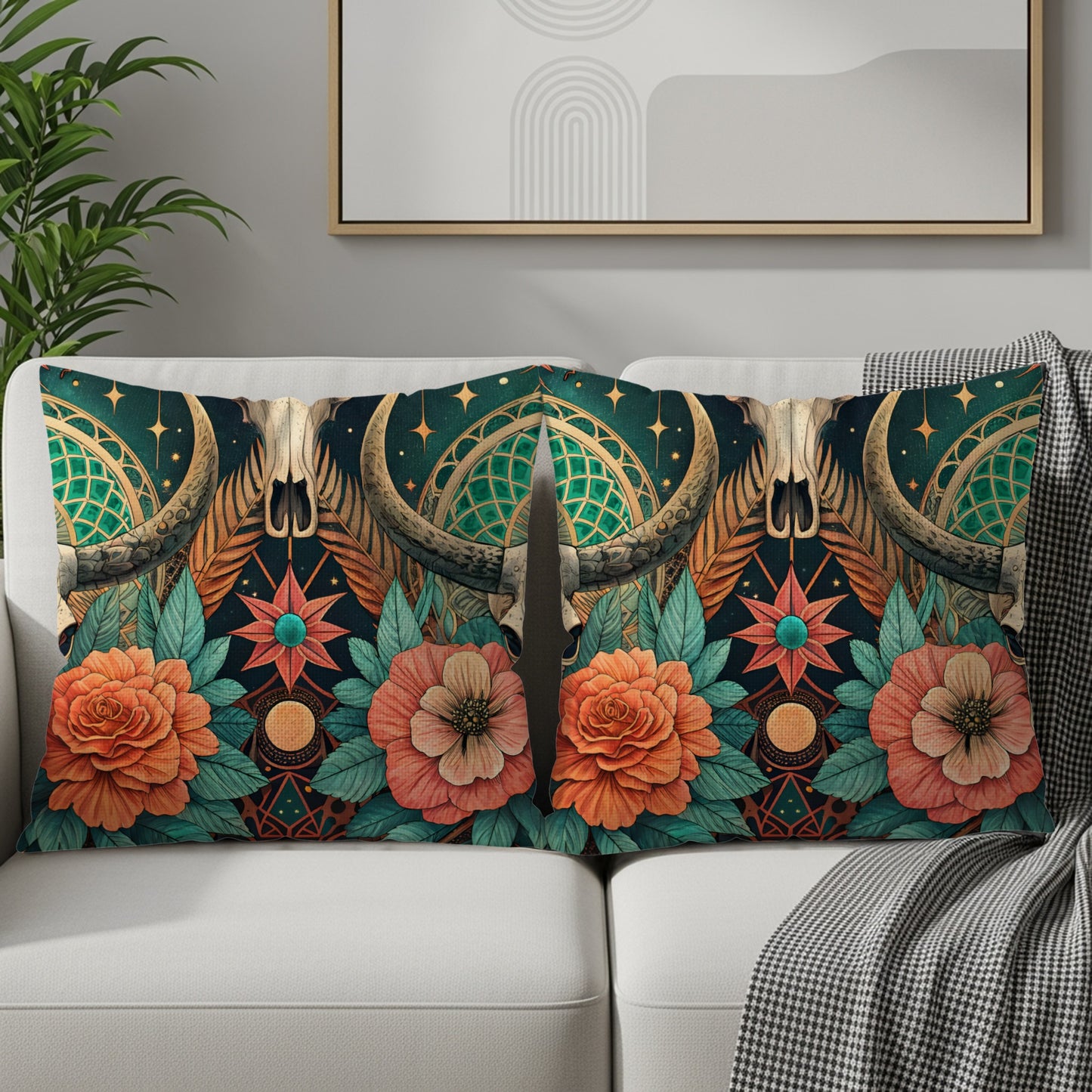 Decorative Floral Skulls Patterned Texture Design Pillows & Pillow Cases - Walk Greener