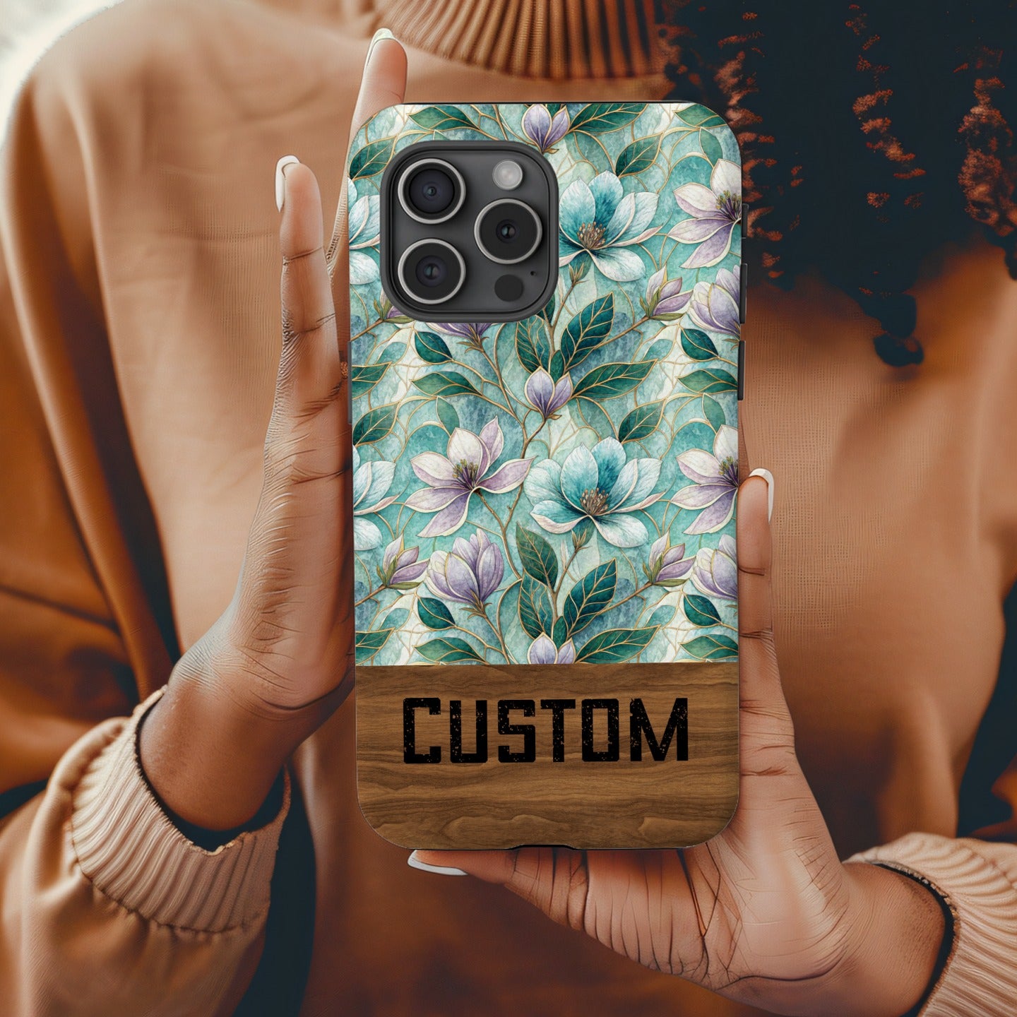 Custom Floral Pattern Phone Case Customizable Cover