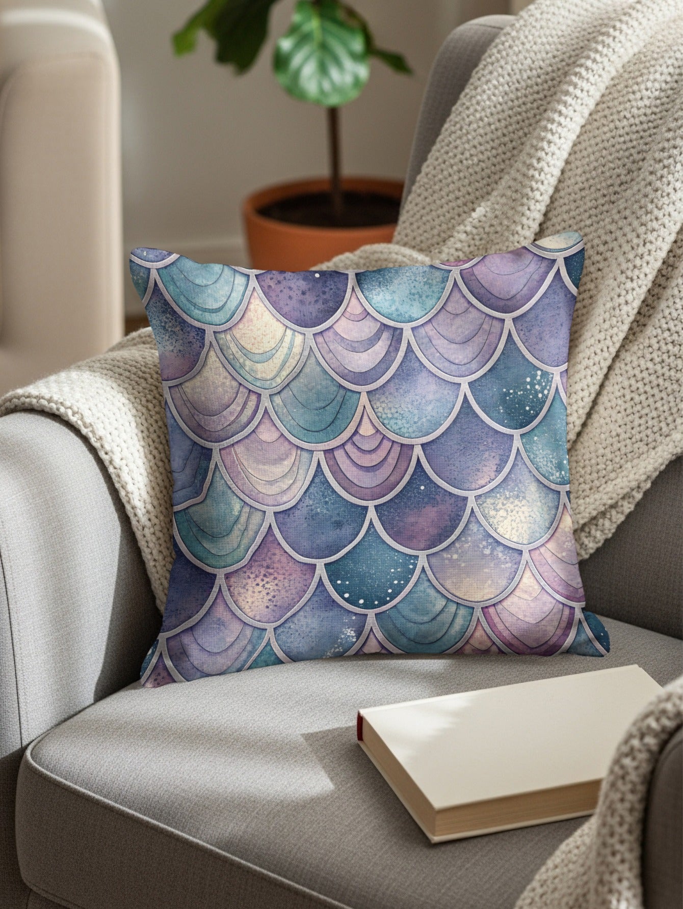 Colorful Scallop Pattern Throw Pillow for Home Decor