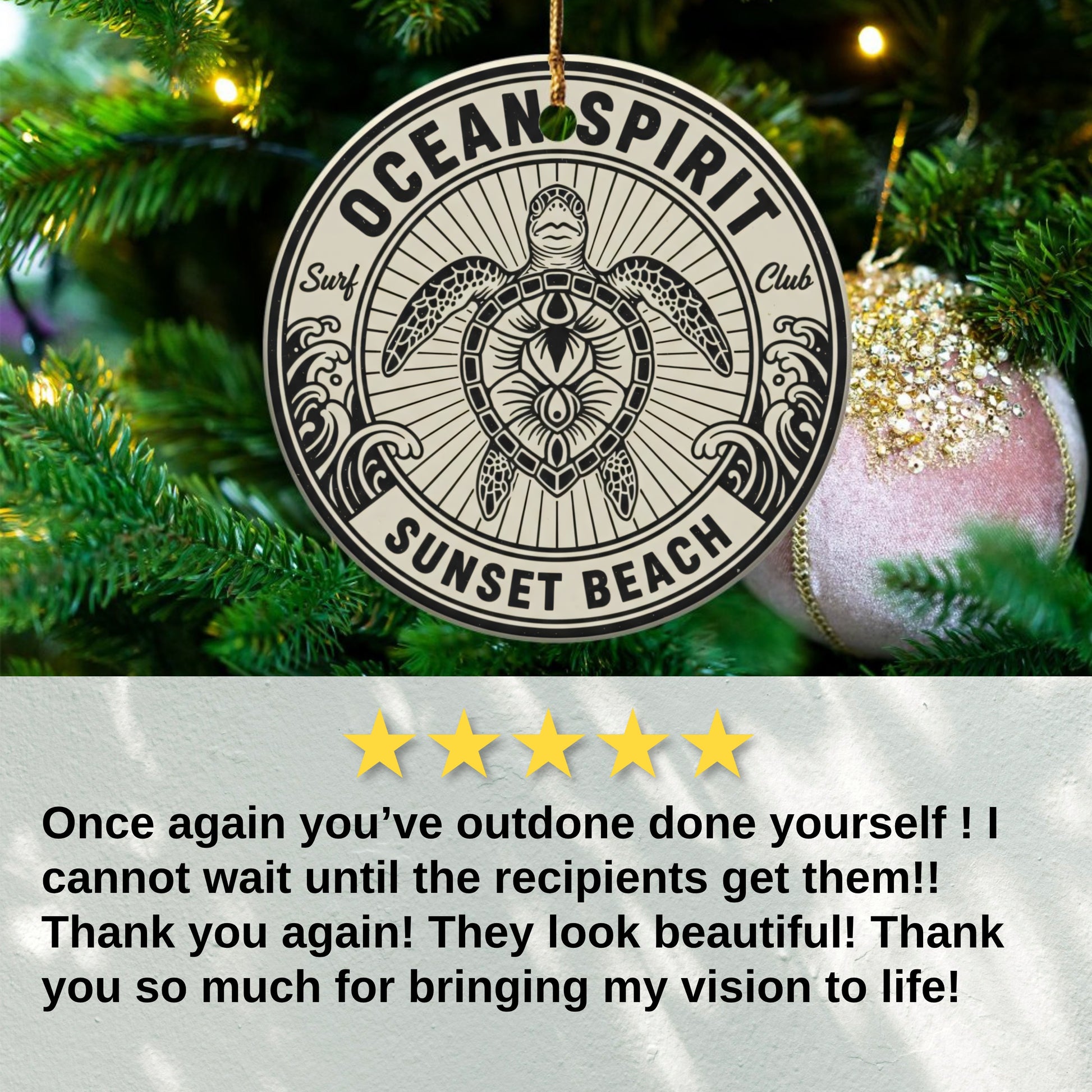 Ocean Spirit Sunset Beach Surf Club ornament product