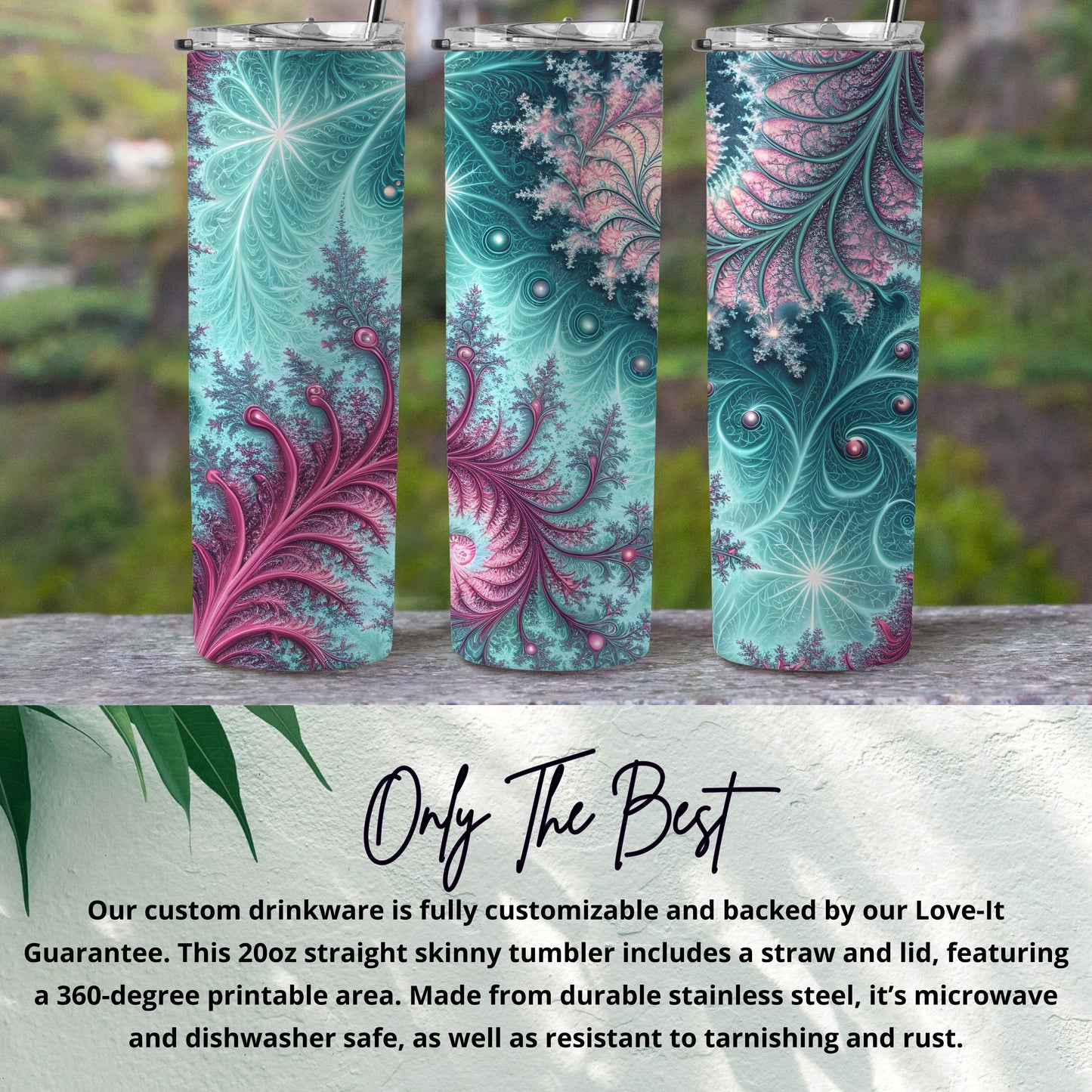 Customizable 20oz Straight Skinny Tumbler With Straw