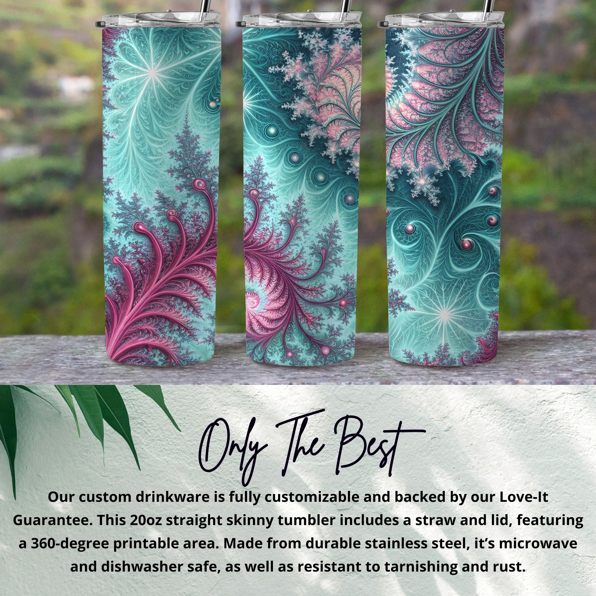Customizable 20oz Straight Skinny Tumbler With Straw