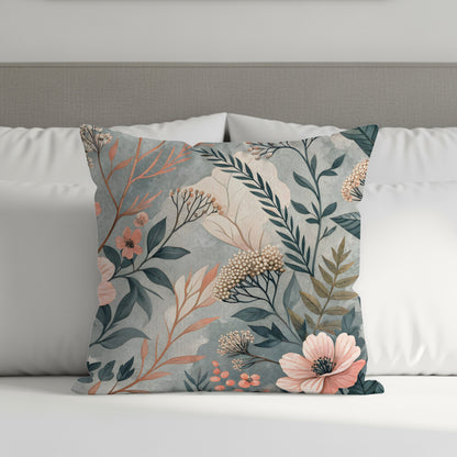 Floral Harmony Pattern Elegant Flowers And Leaves Throw Pillows - Walk Greener