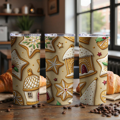 Festive Holiday Gingerbread Treats Pattern Design Tumbler - Walk Greener