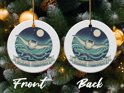 Ocean Serenity Manta Ray Christmas Ornament product
