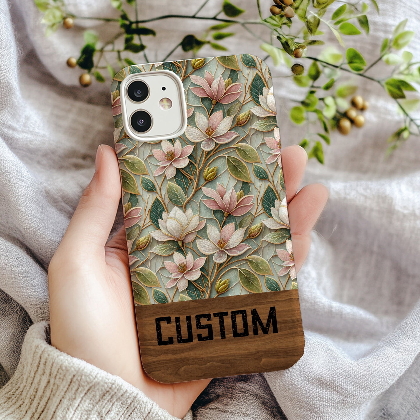 Custom Floral Design Phone Case with Botanical Pattern