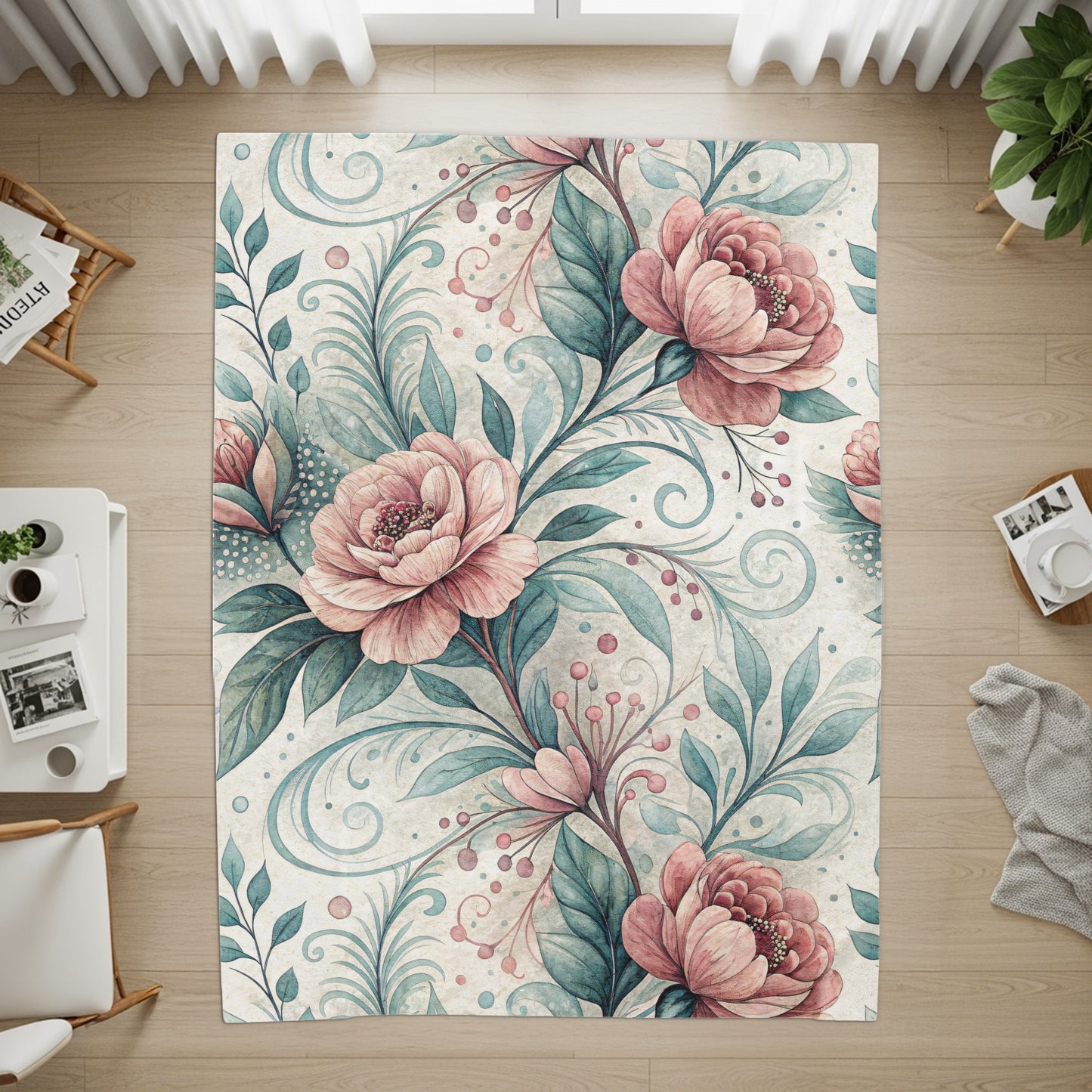 Watercolor Floral Design with Elegant Pink Flowers - Walk Greener