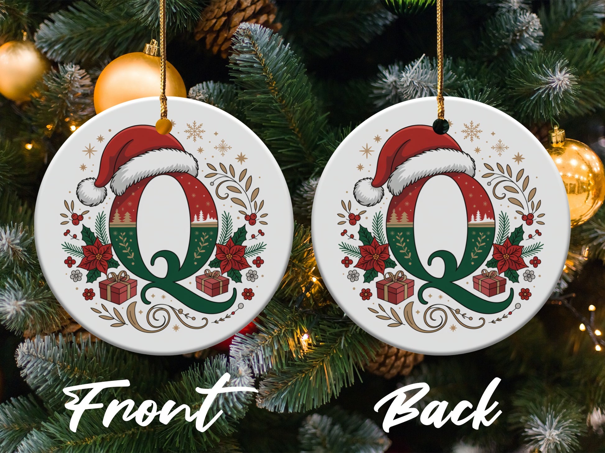 Personalized Santa Hat Q Christmas Ornament product type