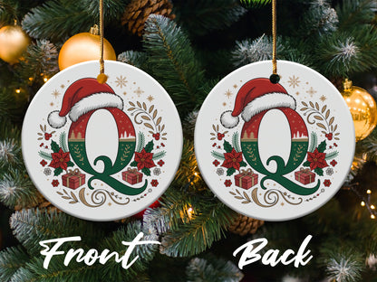 Personalized Santa Hat Q Christmas Ornament product type