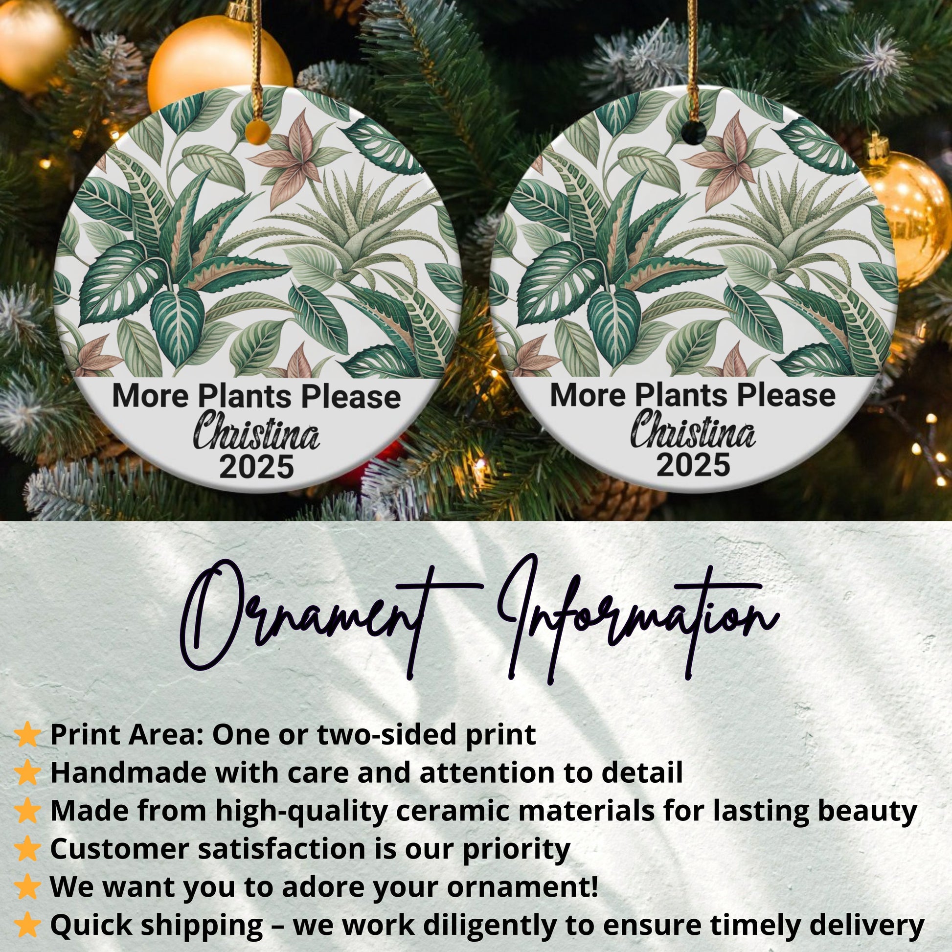 Custom Christmas Ornament with Plants Design product
