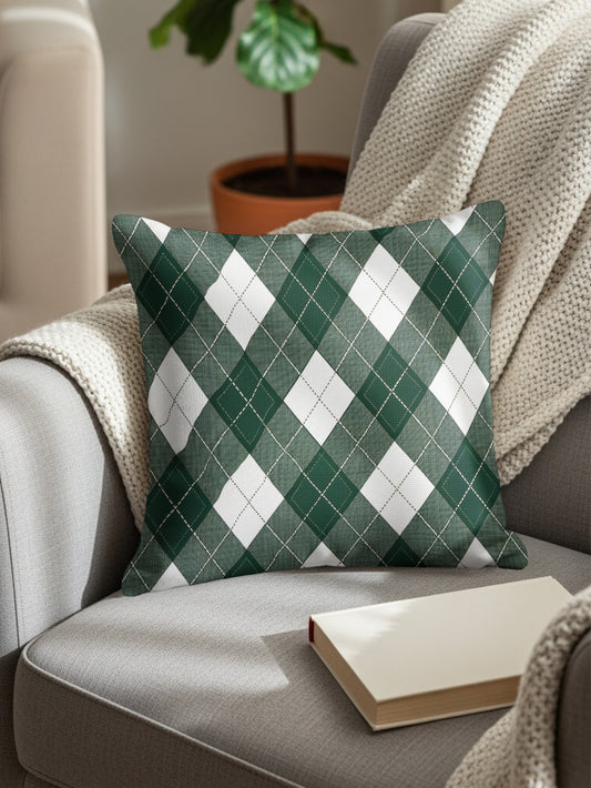 Green and White Argyle Pattern Throw Pillow product