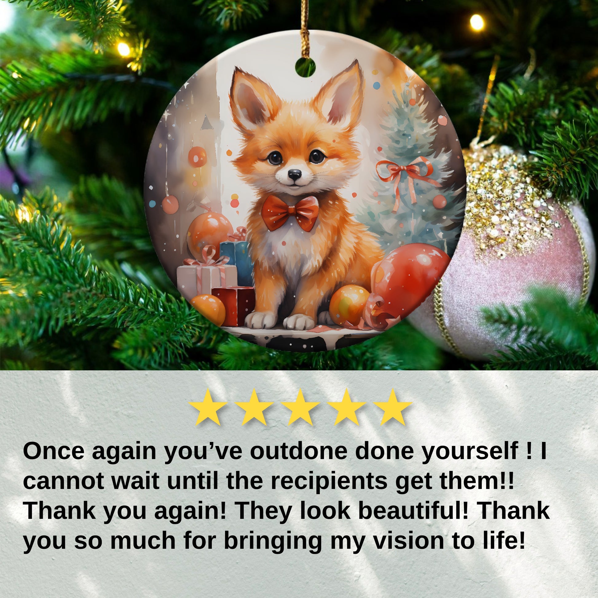 Cute Fox in Festive Setting Christmas Ornament product
