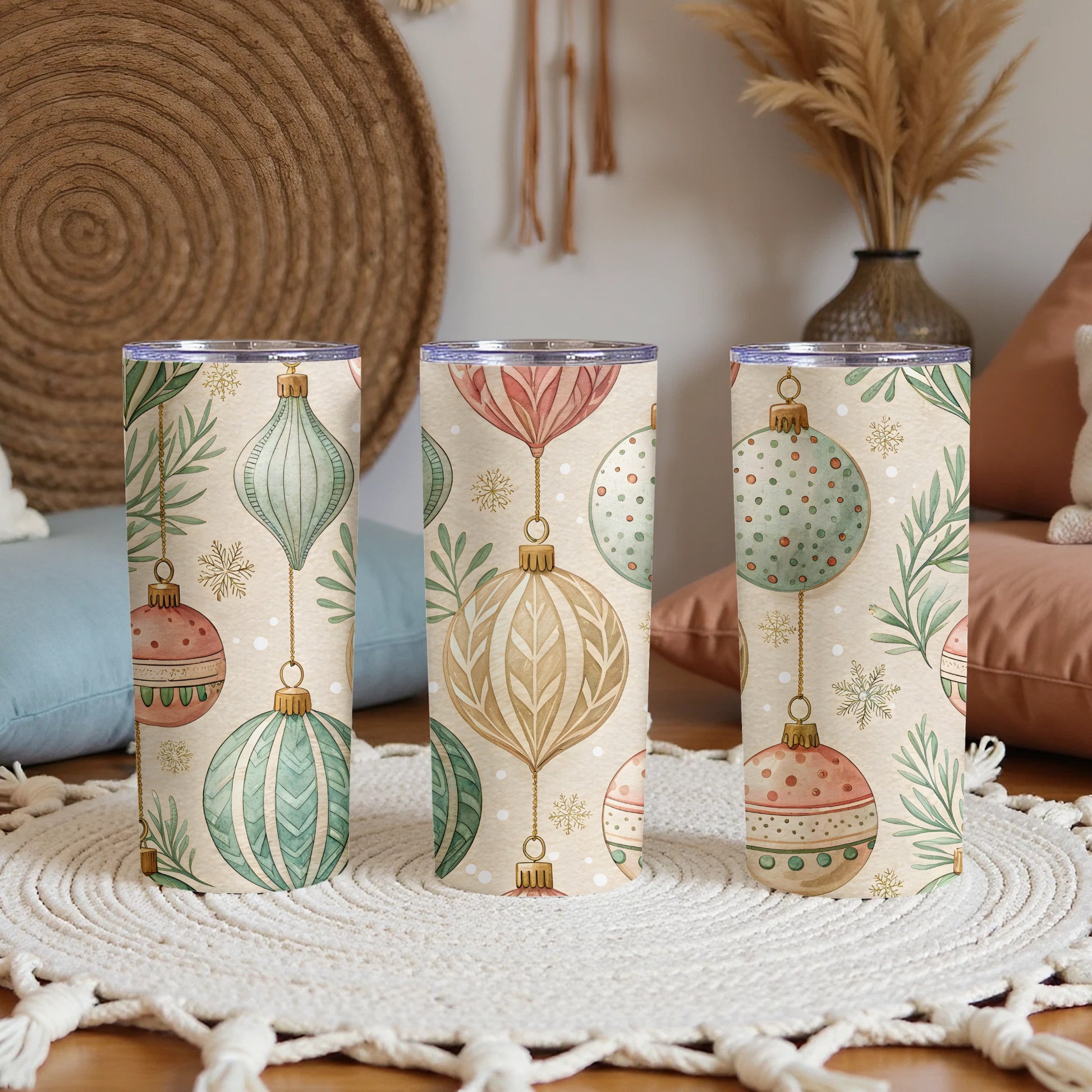 Festive Ornament Design Insulated Tumbler for Holiday Cheers