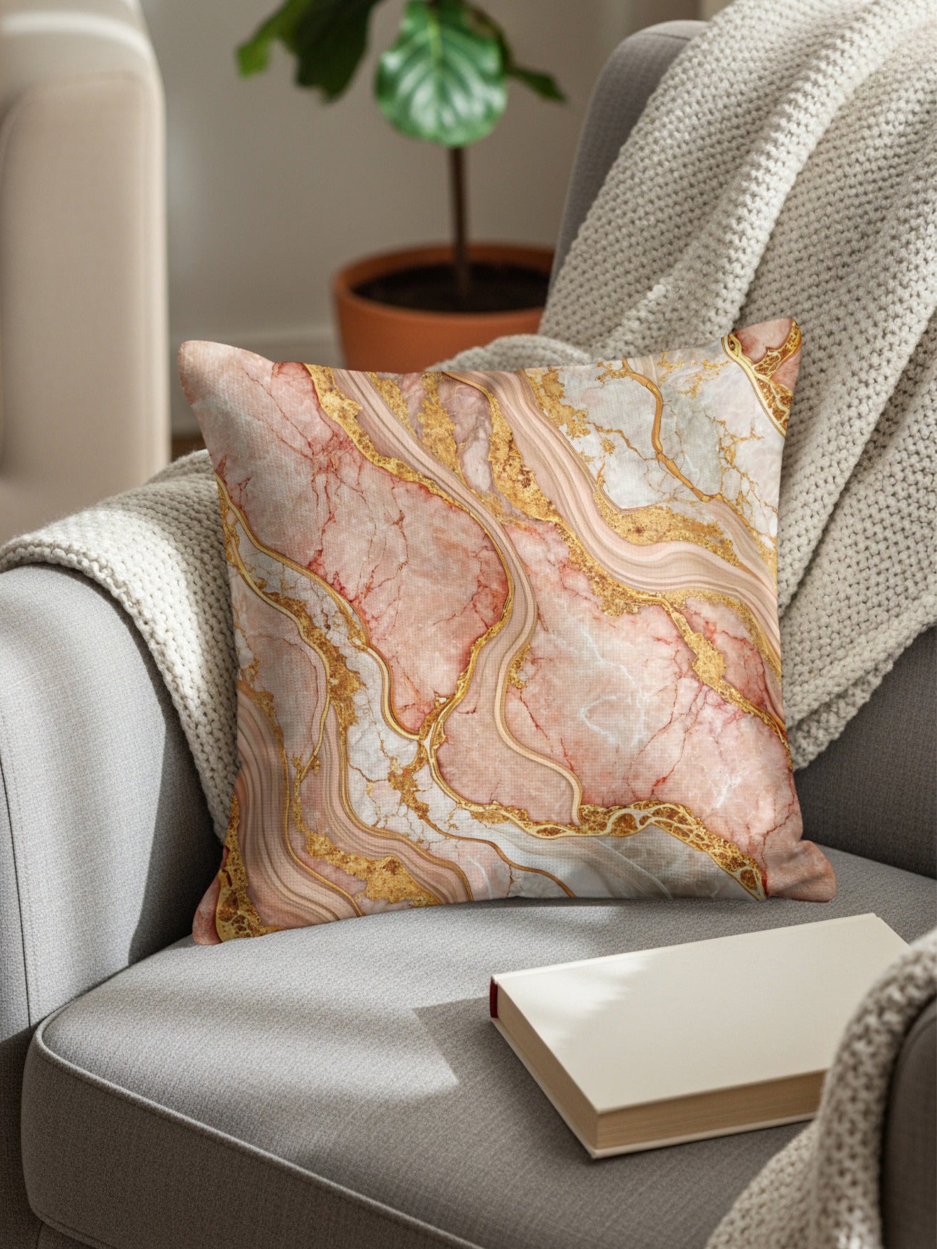 Marble Pattern Decorative Cushion for Home Decor