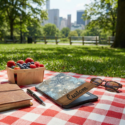 Custom Blue and Brown Snowflake Design Tablet Cover