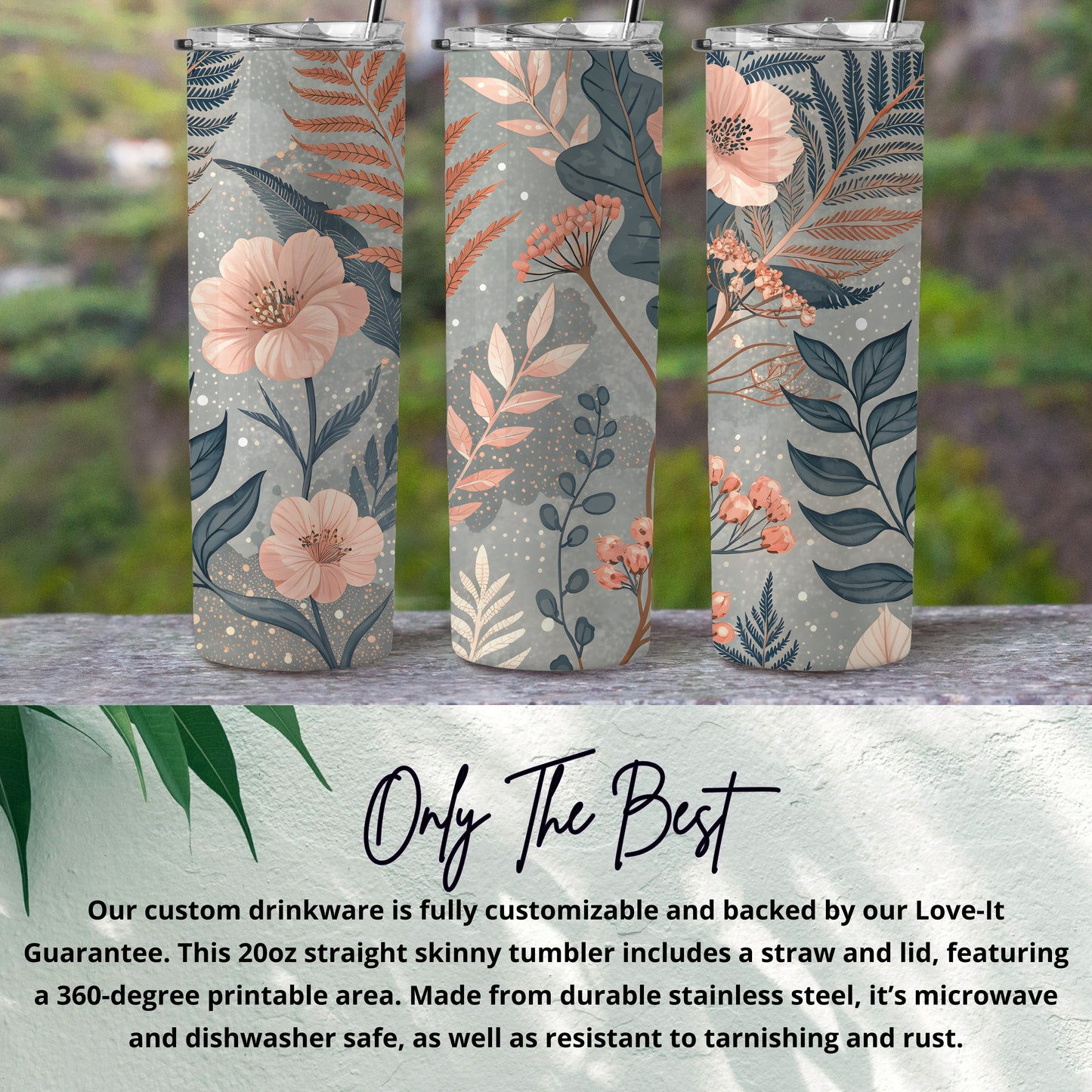 Serene Blooms and Botanical Delight Artistic Tumbler - Walk Greener
