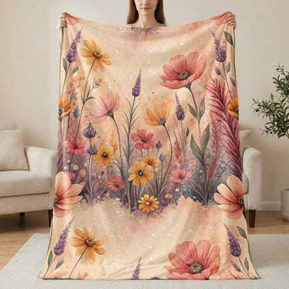 Botanical Garden Colorful Floral Design Velveteen Plush Blankets - Walk Greener
