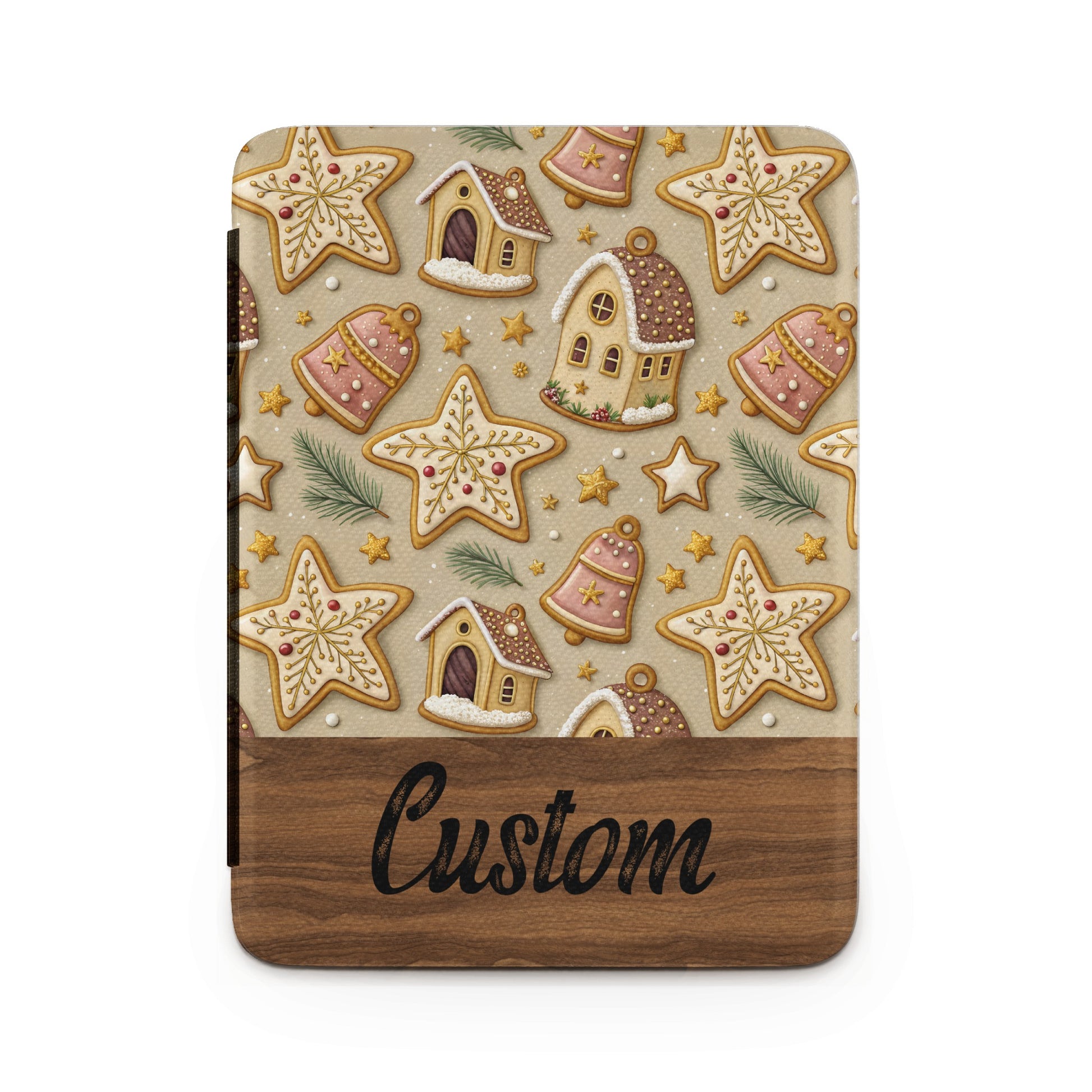 Custom Gingerbread House and Stars Pattern Kindle Case