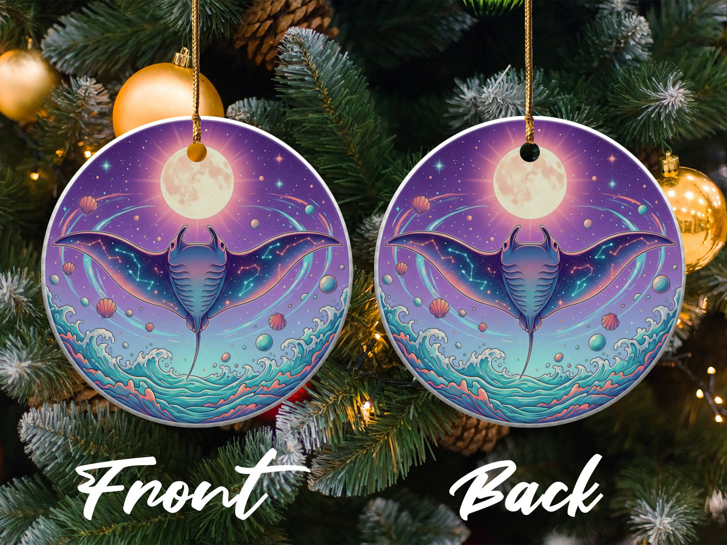 Cosmic Manta Ray Christmas Tree Ornament product type
