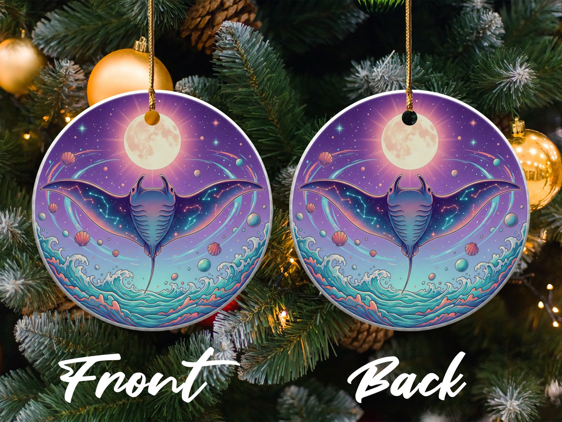 Cosmic Manta Ray Christmas Tree Ornament product type
