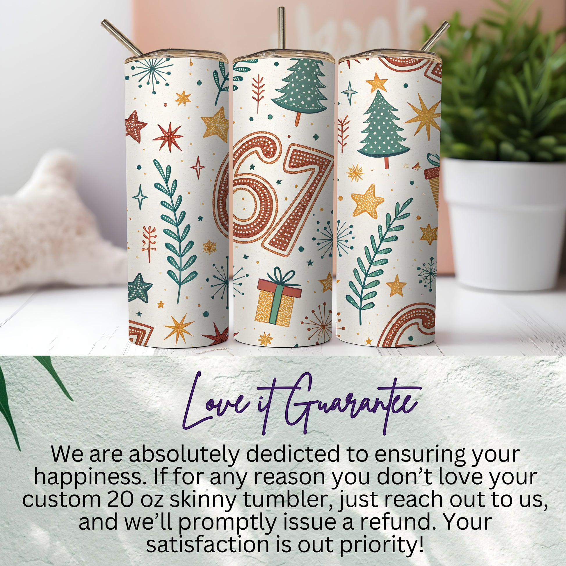 Festive Themed 20 Oz Skinny Tumbler Drinkware