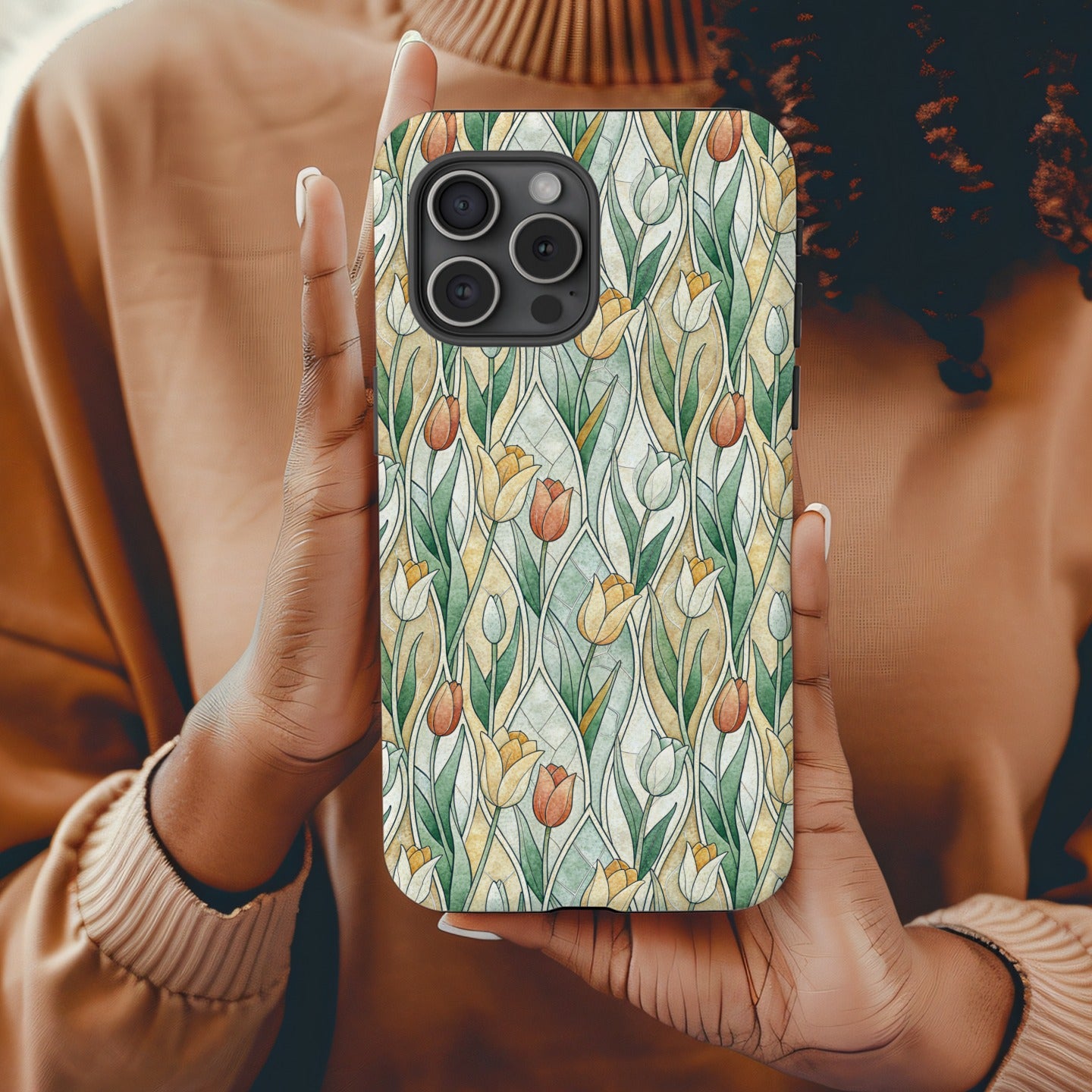 Floral Patterned Phone Case with Tulip Design