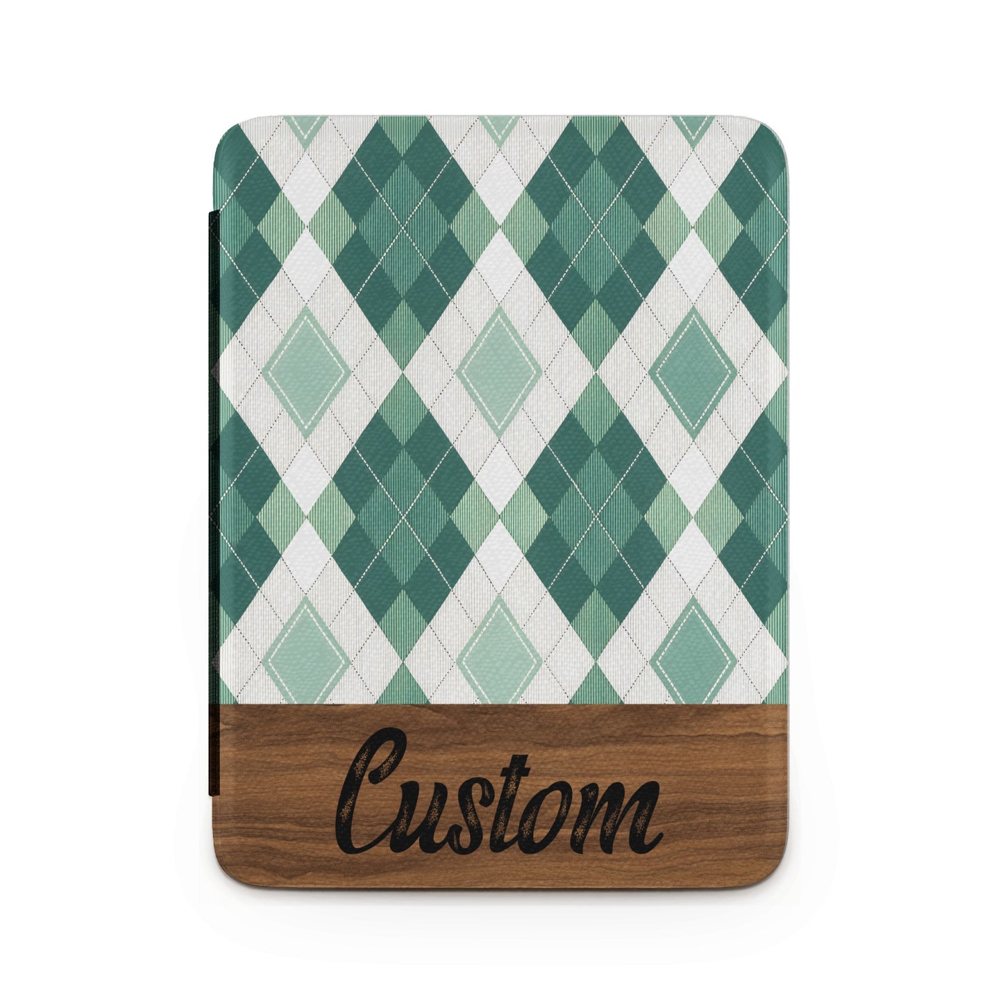Custom Teal Argyle Pattern with Wood Finish Design