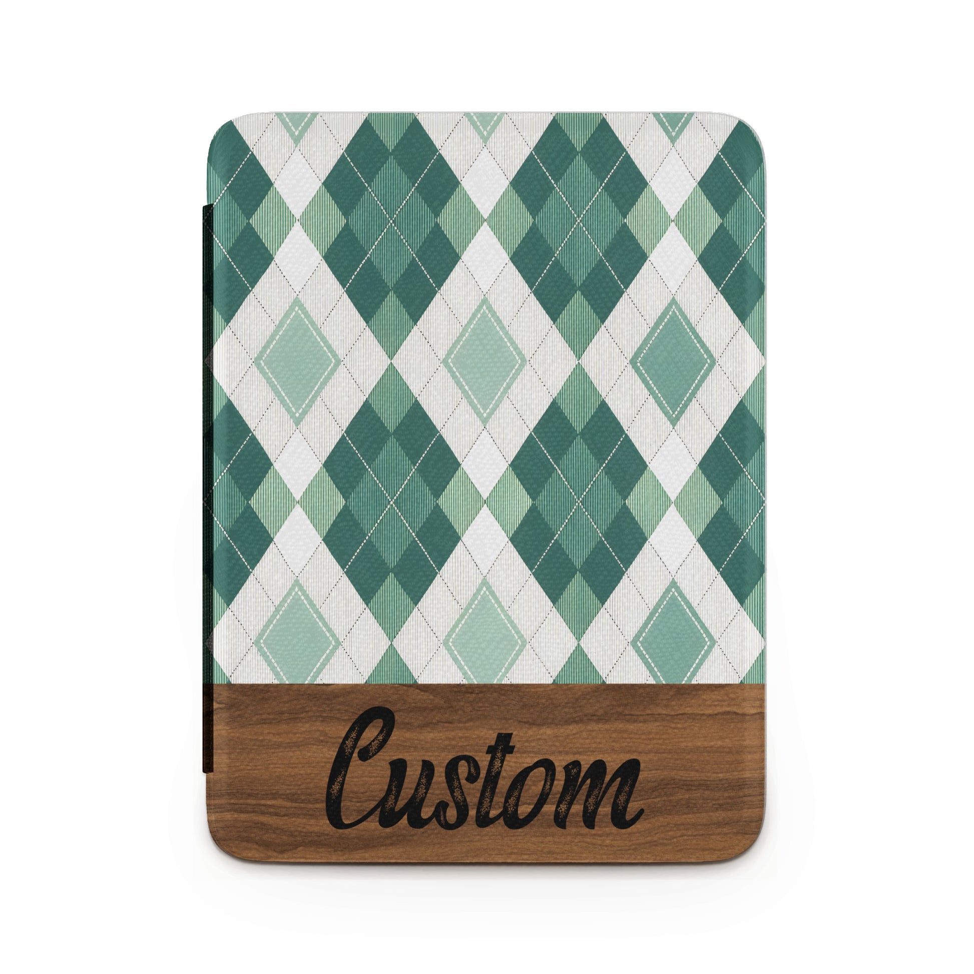 Custom Teal Argyle Pattern with Wood Finish Design
