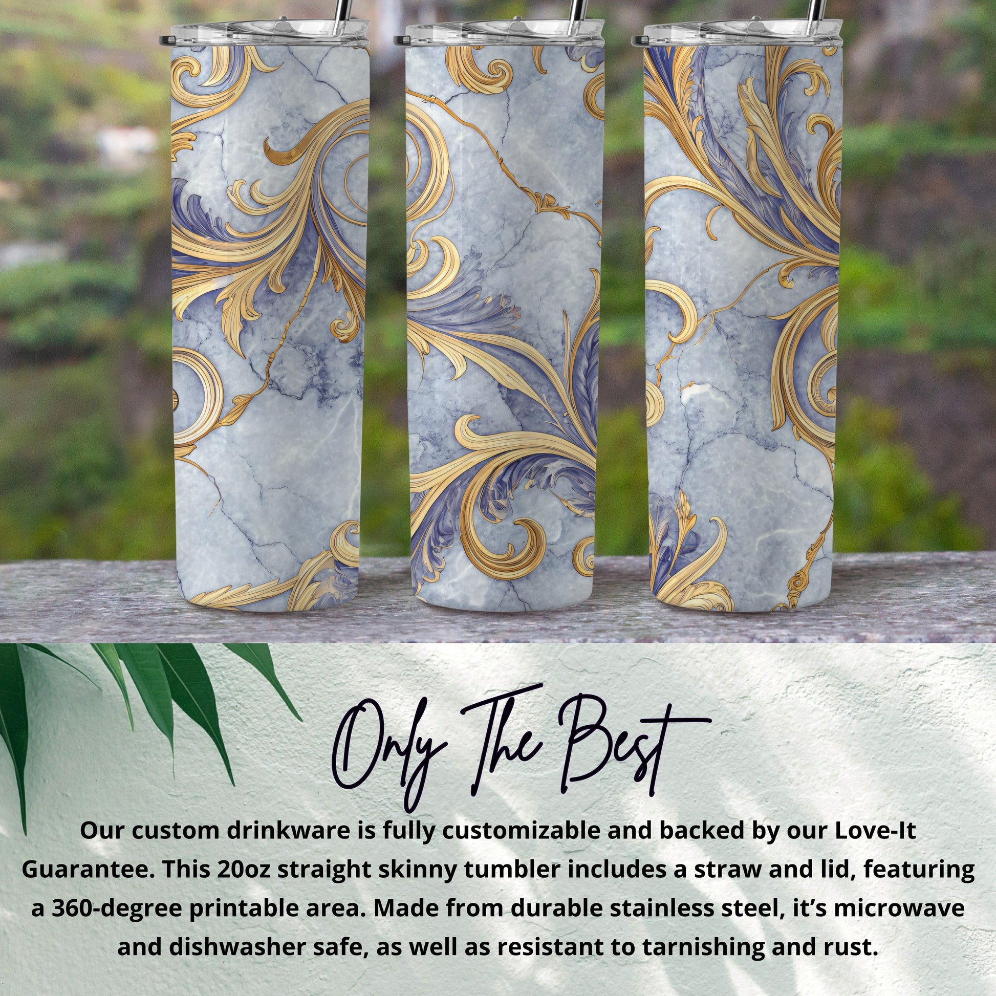 Marble Gold Swirl 20oz Skinny Tumbler Drinkware Product