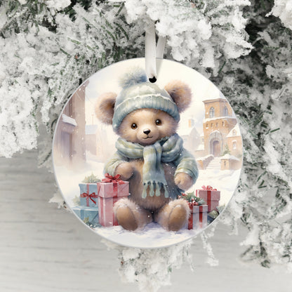 Adorable Snow Teddy Bear Christmas Ornament product
