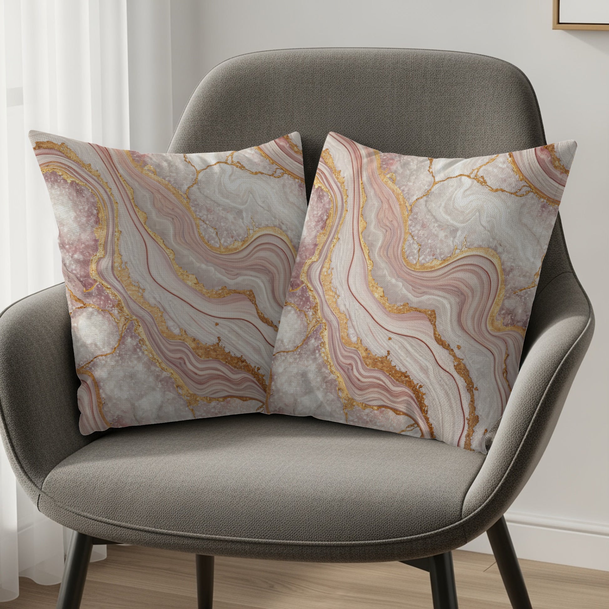 Elegant Abstract Marble Pattern Throw Pillow Set