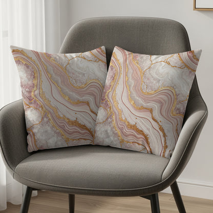 Elegant Abstract Marble Pattern Throw Pillow Set