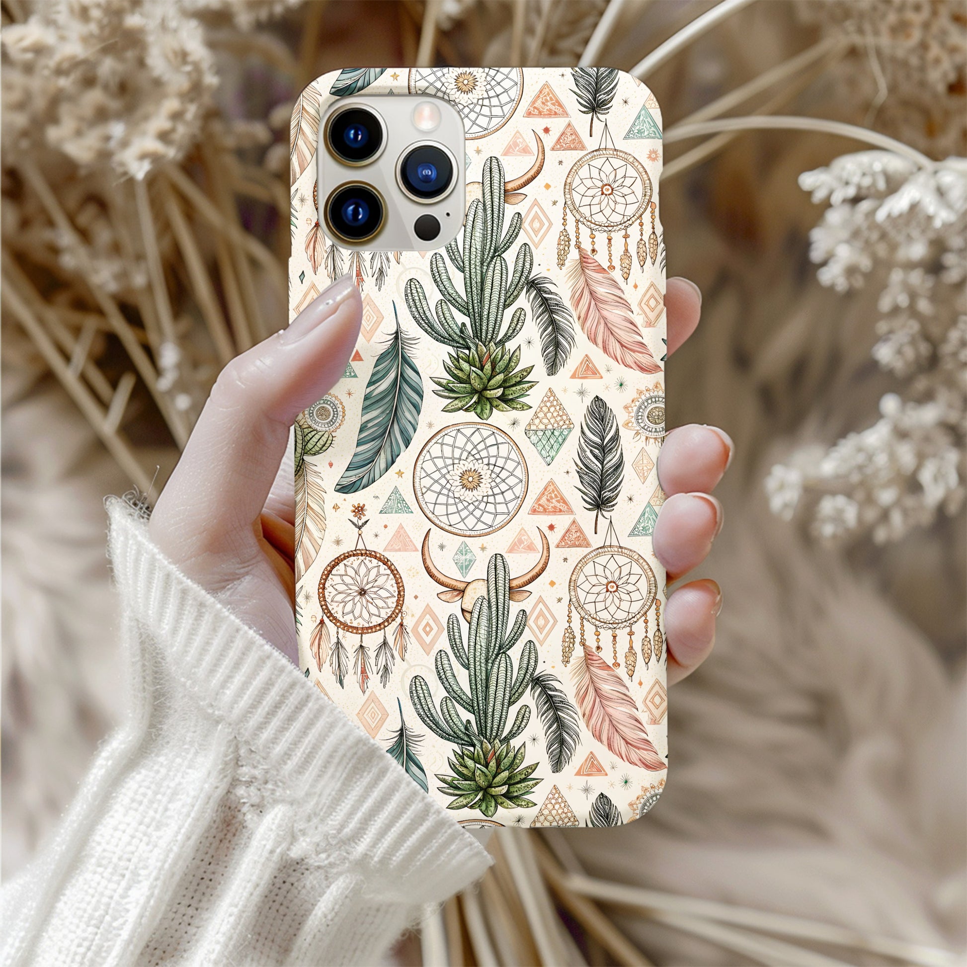Boho Dreamcatcher and Cactus Design Phone Case