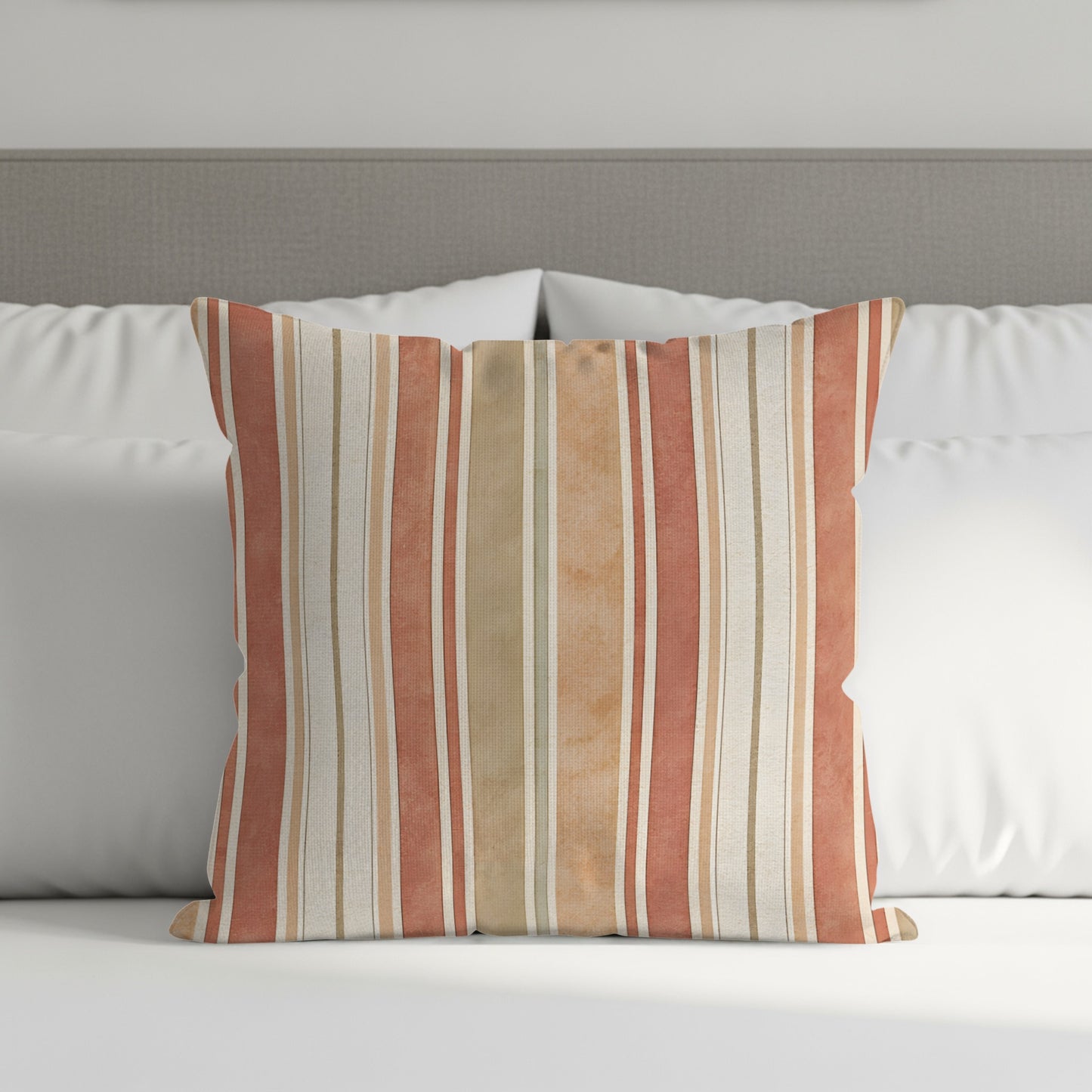 Retro Vertical Stripes Cream and Beige Home Decor Throw Pillows - Walk Greener