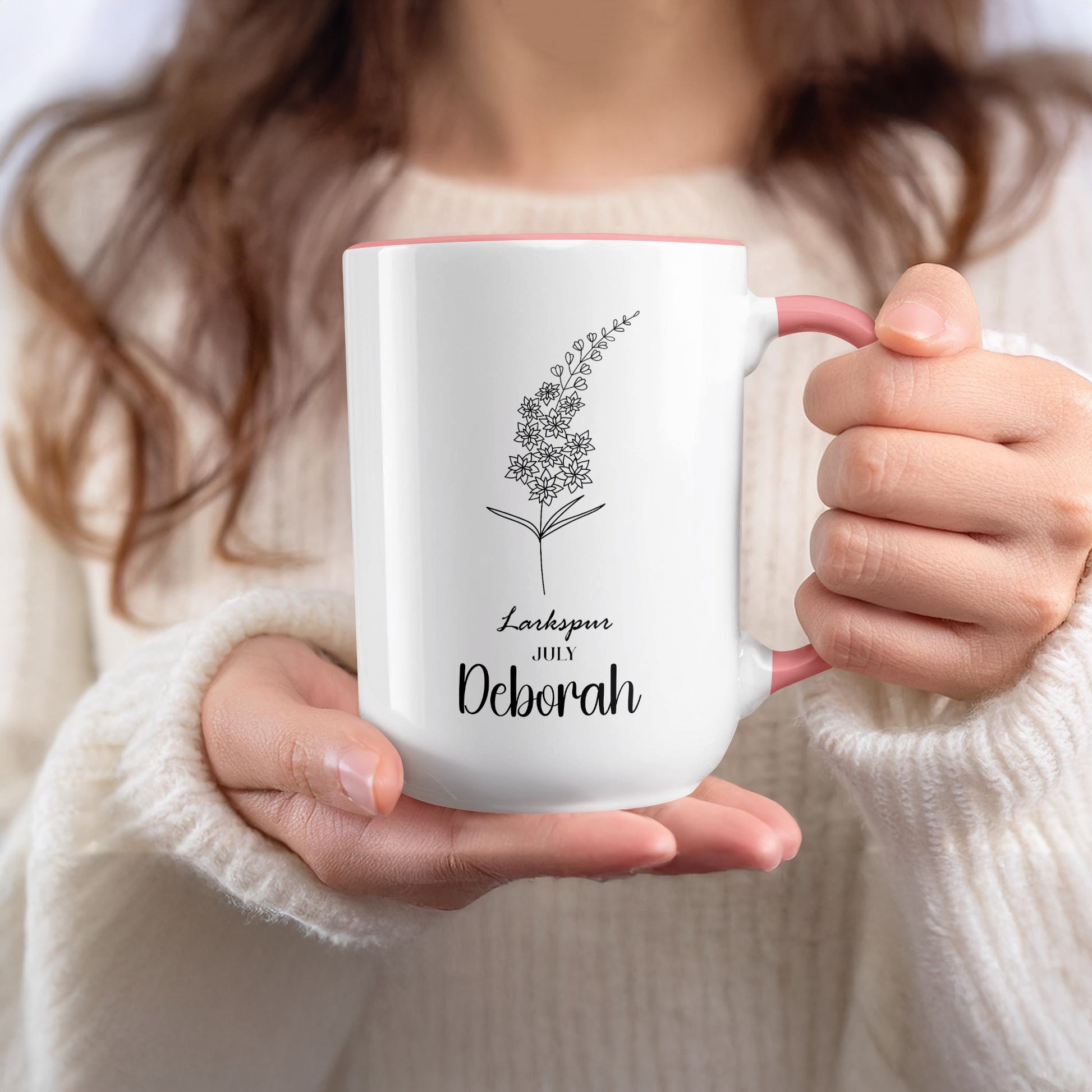 Personalized Larkspur July Deborah Mug for Coffee Lovers