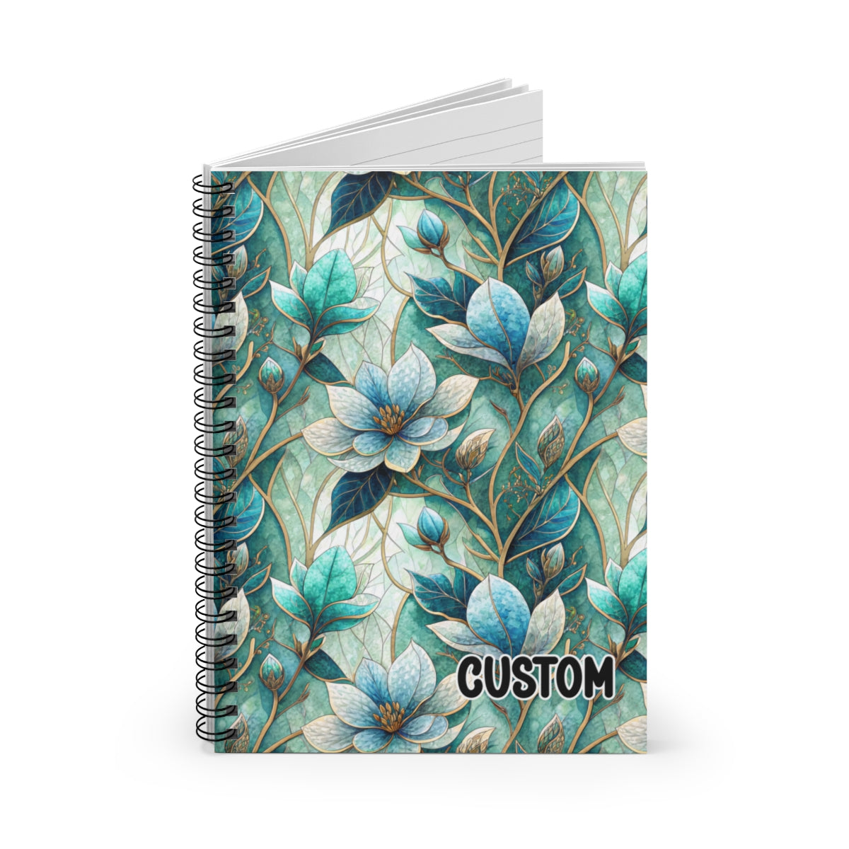 Custom Floral Blue and White Design Notebook