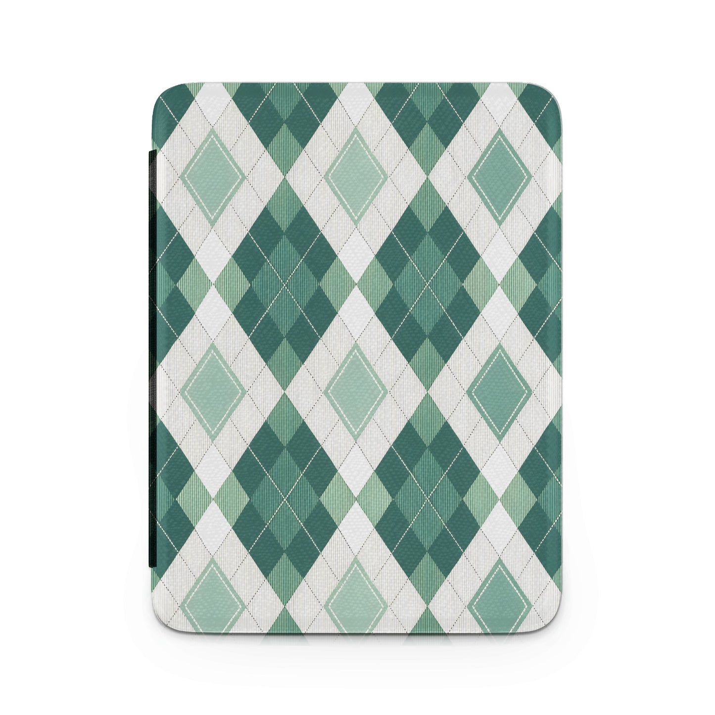 Green and White Argyle Patterned Notebook